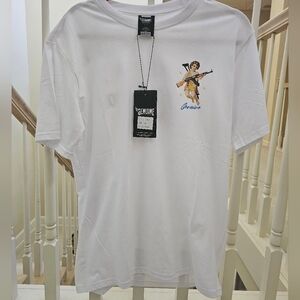 Genuine Merchandise White T-Shirt with Cherub Graphic